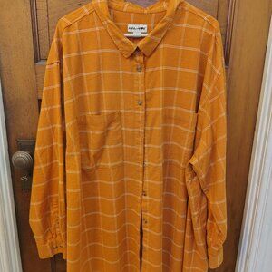 Ava & Viv Orange Plaid Button‑Down Shirt – Size 4X (24–26)